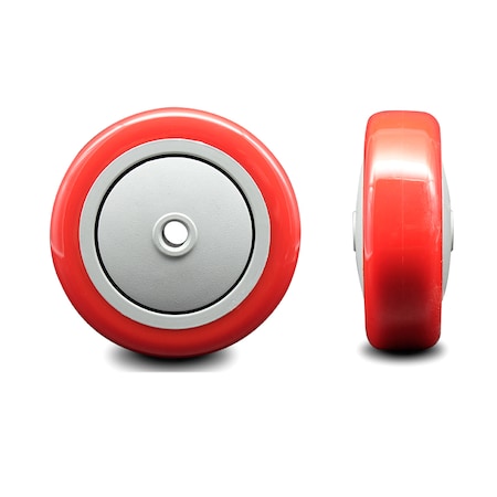 Service Caster SCC - 4" Red Poly on Polyolefin Wheel Only - 3/8" Bore - 350 lbs Capacity SCC-PPUB414-RED